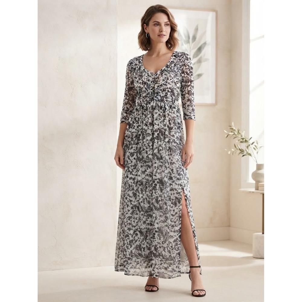 Torrid Mesh Ruched Maxi Dress Regal Ditsy Floral Cottagecore Pockets Feminine